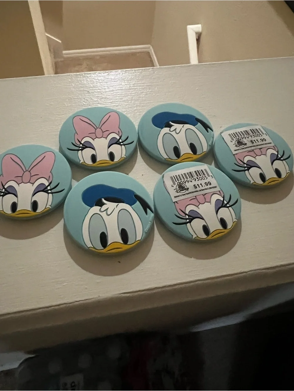 Disney Daisy & Donald Button Pin Set - Light Blue, Pink, Navy
